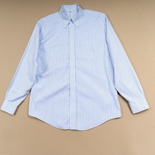Brooks Brothers Regent Dress Shirt 16.5 36 Blue Stripe Non-Iron Button-Down