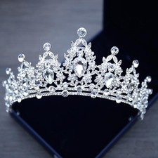 Crystal Bridal Tiara Elegant Silver Crown Headpiece for Wedding Hair Style