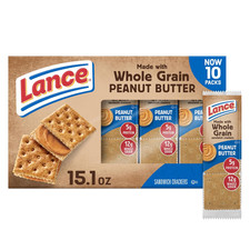 Lance Sandwich Snack Cookies Crackers, Whole Grain Peanut Butter, 10 Packs