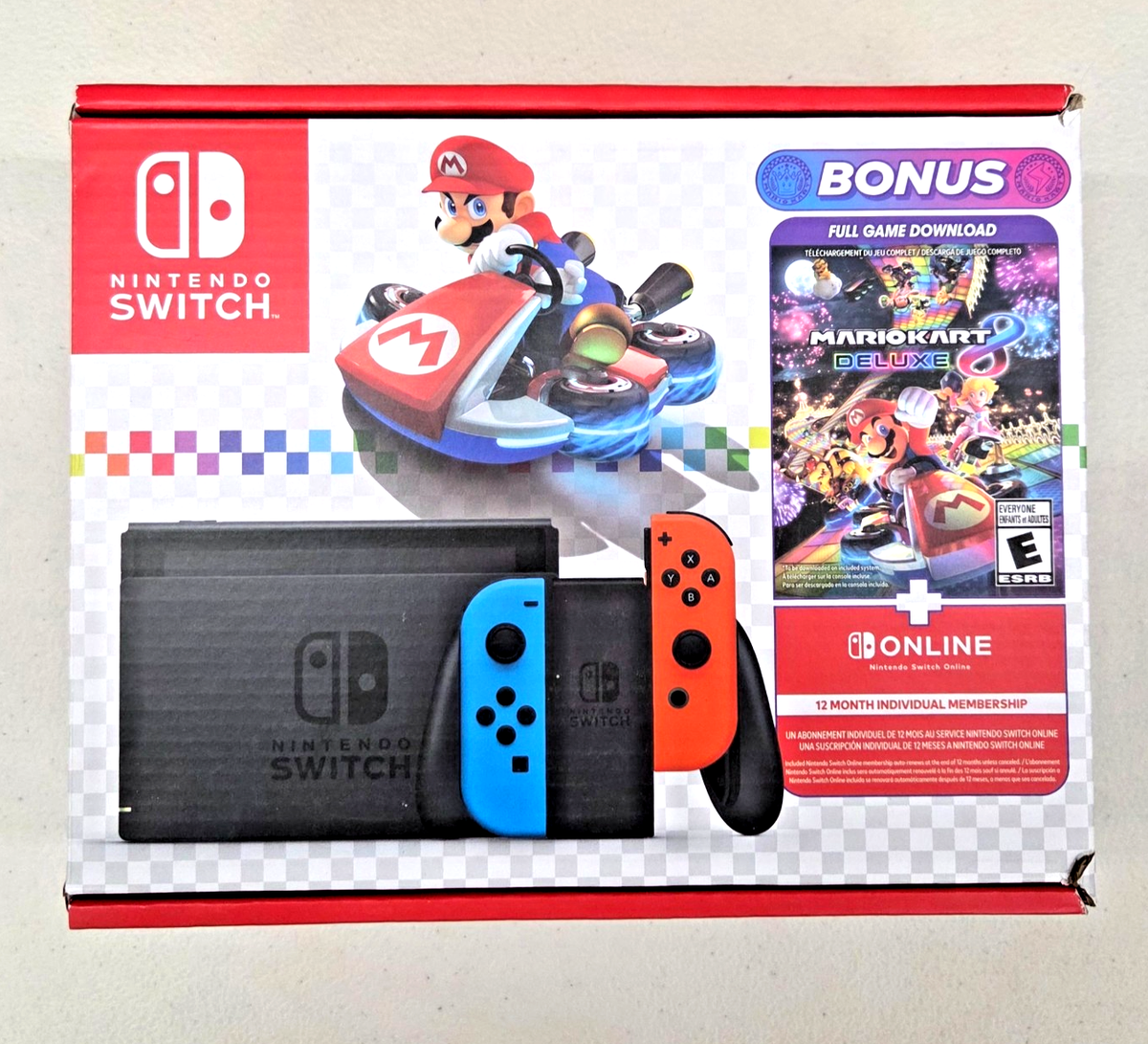 Nintendo Switch Console Neon Blue & Red Joy-Con + Mario Kart 8