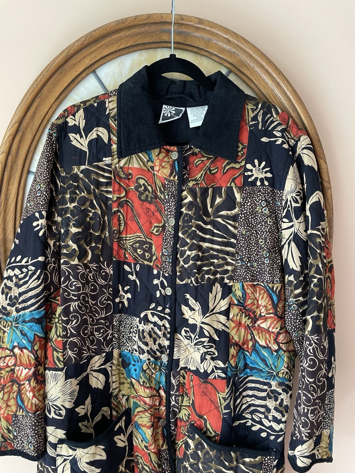 Phool Quilted Patchwork Rayon Cotton Button Pocke… - image 2