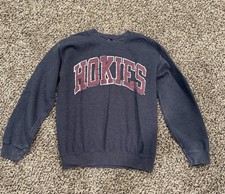Virginia Tech Hokies Vintage Men s M Grey Crewneck Sweatshirt Big Logo Graphic