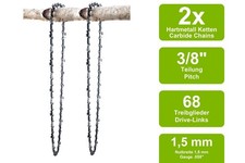2 Hartmetall Sägeketten passend für Partner P100 | 45cm 3/8 68TG 1,5mm
