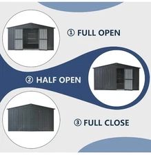 Domi Storage Shed 11'x 12.5' Metal Shed for Backyard,Garden,Lawn,w/Lockable Door