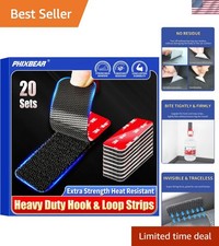 20 Sets Super Adhesive Hook and Loop Strips Heavy Duty, Heat Resistant Waterp...