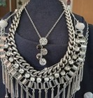 Lot Of 9 Silver Tone Mixed Jewelry Blingy! — photo 3
