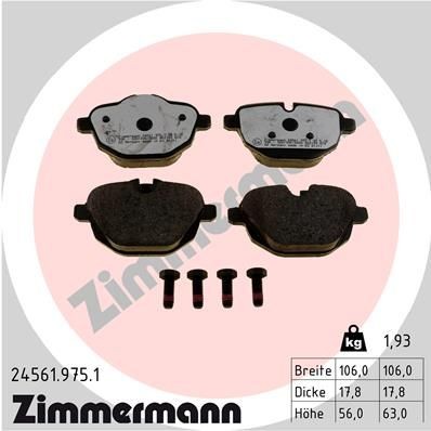 ZIMMERMANN Bremsbelagsatz, Scheibenbremse 24561.975.1 für BMW