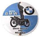 Vintage BMW Sign - Porcelain Metal Motorcycle Gas Pump Service Auto Sign
