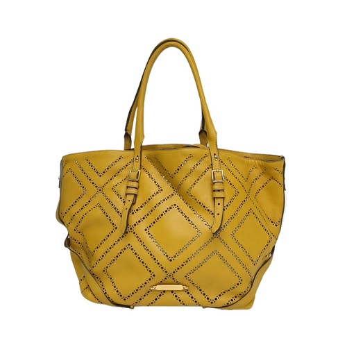 Burberry Gold Hardware Hollow Detachable Pouch Tote Yellow Calfskin Shoulder Bag