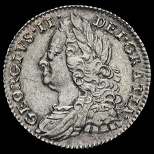 1757 George II Early Milled Silver Sixpence, EF
