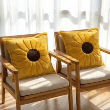 Cushion Covers Throw Sunflower Sofa Pillow Cases - 17"x17" Inch Bedroom Decor UK