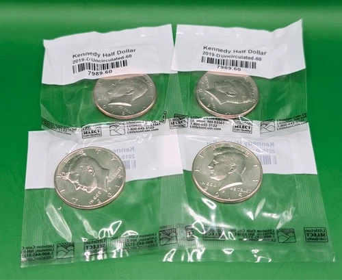 4 Pack Bundle:2019 Kennedy Half Dollar Philadelphia and Denver
