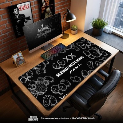 KAWS Seeing Watching Black Gaming Mouse Pad Desk Mat Accessories