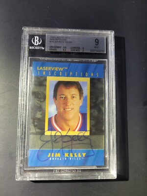 1996 Pinnacle Laser View Inscriptions Autograph #14 SP /3100 Jim Kelly BGS 9