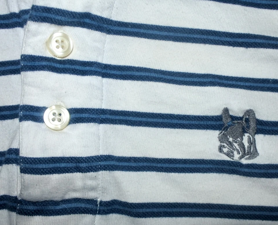 Polo a rayas de algodón SS azul y blanco M Ruehl para hombre Foto 2 de 4