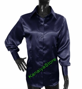 blue satin button up