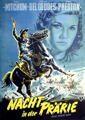 Westernplakat: NACHT IN DER PRÄRIE von 1952  mit Robert Mitchum von Klaus Dill
