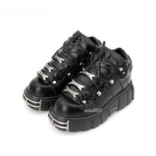 Punk Style Lace-up Heel Height 6CM Platform Shoe Ankle Boots Metal Decor Sneaker