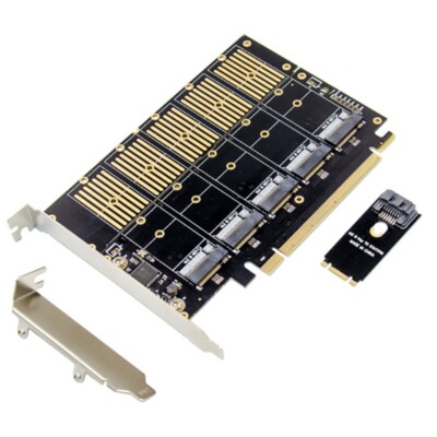 High Speed PCI E 3.0 X16 JMB585 Expansion Adapter Card 5 Ports 6Gbps PCI-E for M