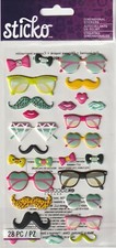 NEW Sticko GLASSES  SHADES Mustache Bowties 3-D stickers 82025 Fast FREE ship 