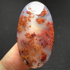 Scenic Moss Agate Cabochon 32x18x7mm High Quality 35 ct