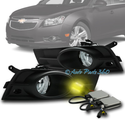 Clear Fog Lights Kit With Black Covers & Wiring Harness For 2009-2014 Chevy Cruze - DOT/SAE 12 thumbnail image