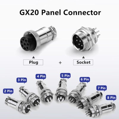 GX20 Aviation Plug + Socket Cable Connector panel mount 2-15 pin M20 Male Female
