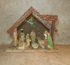 Vtg Nativity Set Wooden Creche Manger Christmas Holiday Mary Jesus Joseph Magi