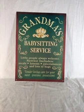 Grandma's Babysitting Service metal sign 16X12" Heartfelt Home Grandparent Gift 