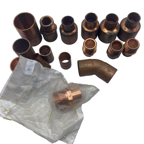LOT OF 16 ASSORTED NIBCO COPPER FITTINGS MALE ADAPTER 604 MADE IN USA 🎯