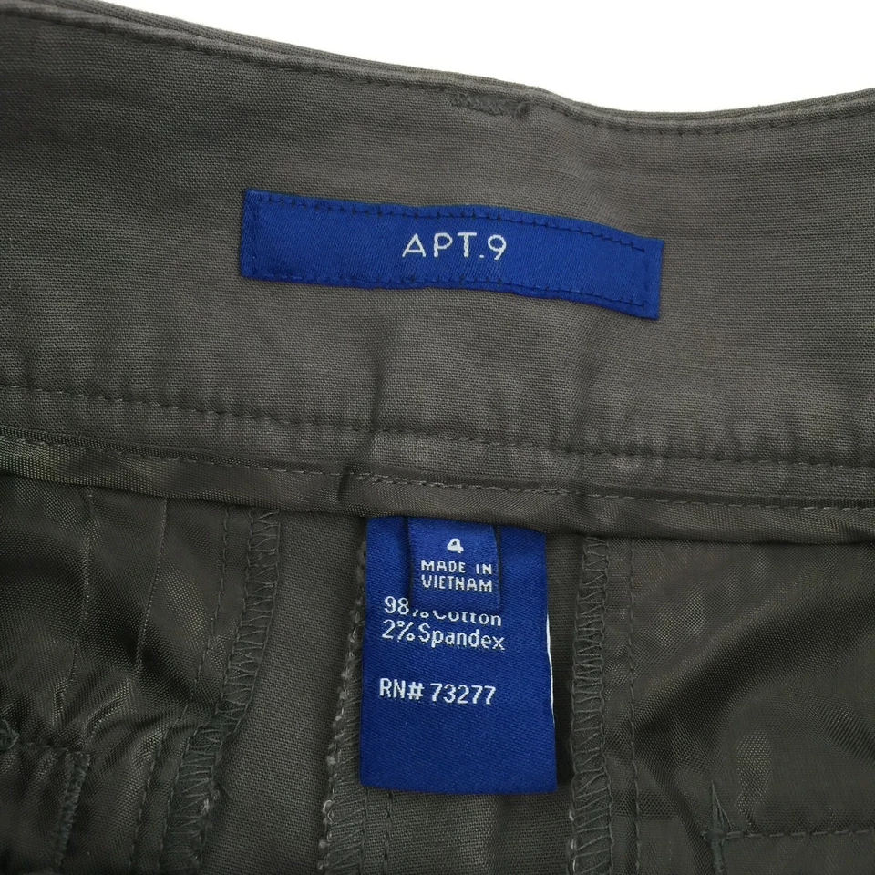 Shorts chino Apt 9 cintura média tamanho 4 feminino cinza escuro casual algemado cáqui preppy P - Imagem 2 de 4