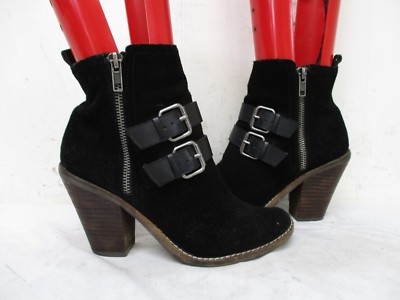 DV Dolce Vita Black Suede Leather Zip High Heel Ankle Boots Womens Size 6