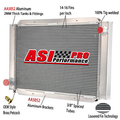 3 Row Aluminum Cooling Radiator Universal For Airboat 209000 Core 31''Wx21''H