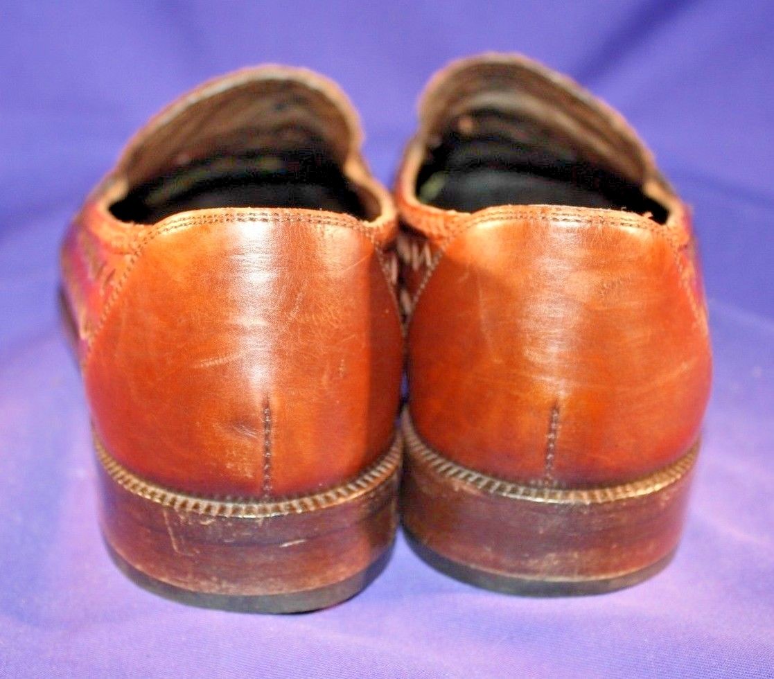 BRAGANO by COLE HAAN Brown Woven Loafers Dress Shoes ITALY 7
