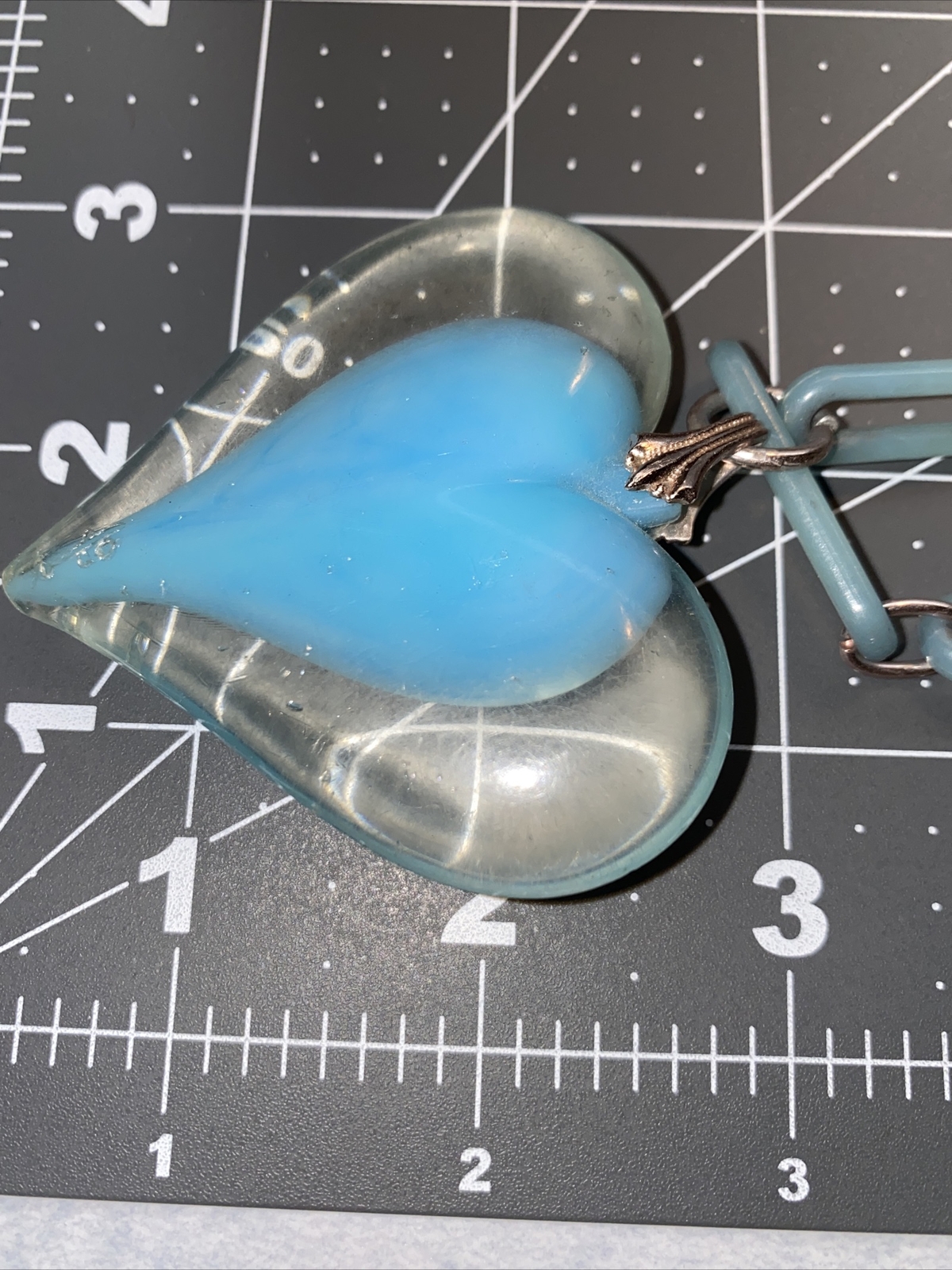 VTG Lucite Thermoset Plastic Heart Boho Light Blue Necklace eBay