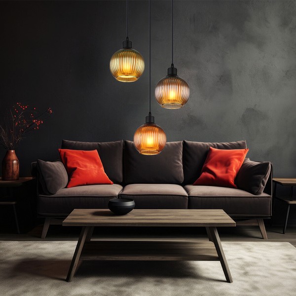 HäNgelampe Pendelleuchte Esstischlampe Glas Bunt 3 Flammig KüChenlampe H 120 Cm-image