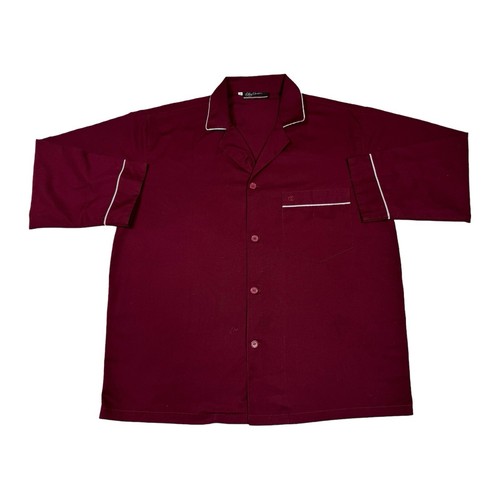 Camisa vintage Oleg Cassini para hombre estilo pijama M manga larga borgoña abotonada - Imagen 4 de 14