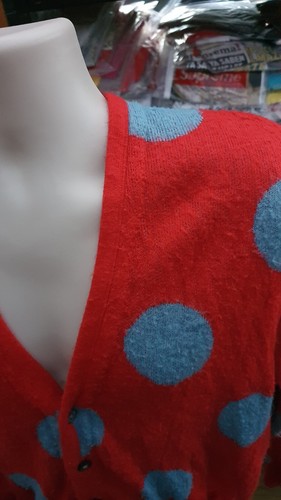 SS20 Supreme Brushed Polka Dot Cardigan size S small red sweater acrylic Jumper - Picture 8 of 11