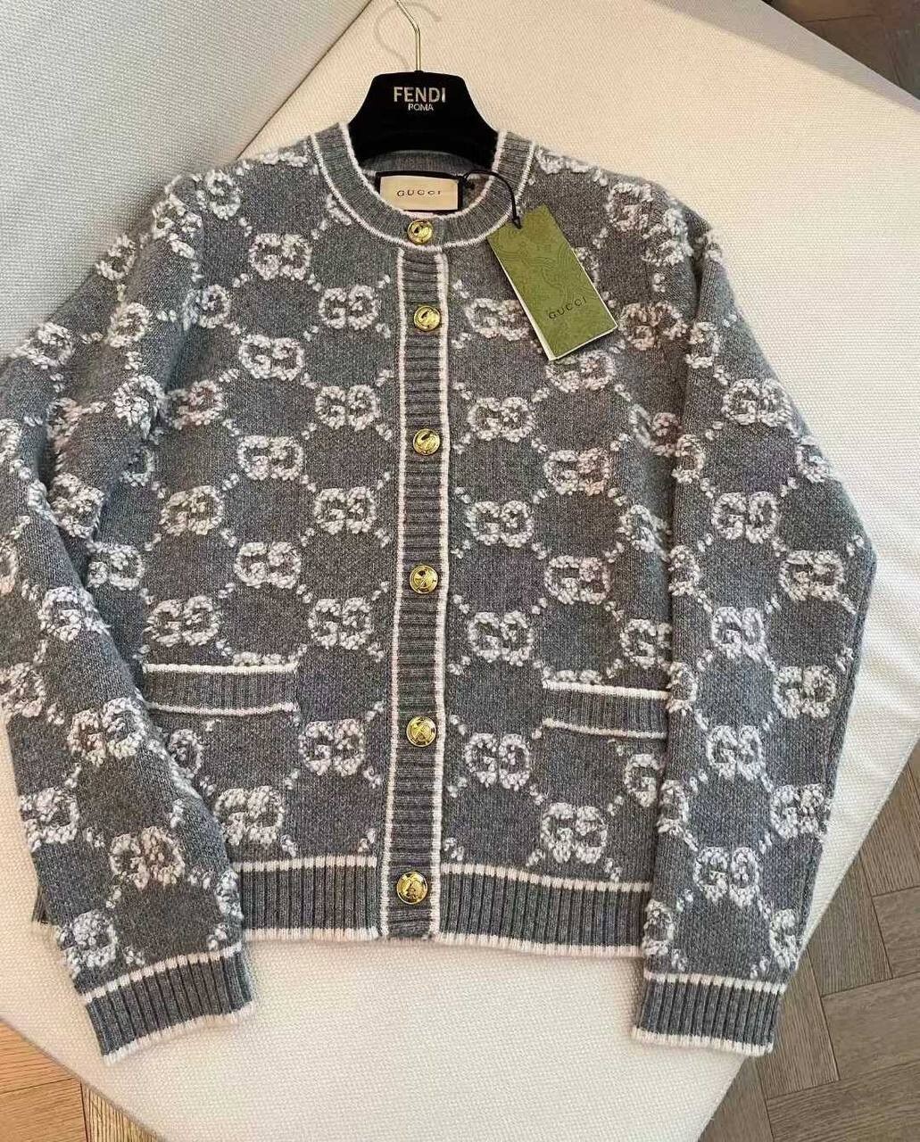 Gucci wool jacquard cardigan with GG logo