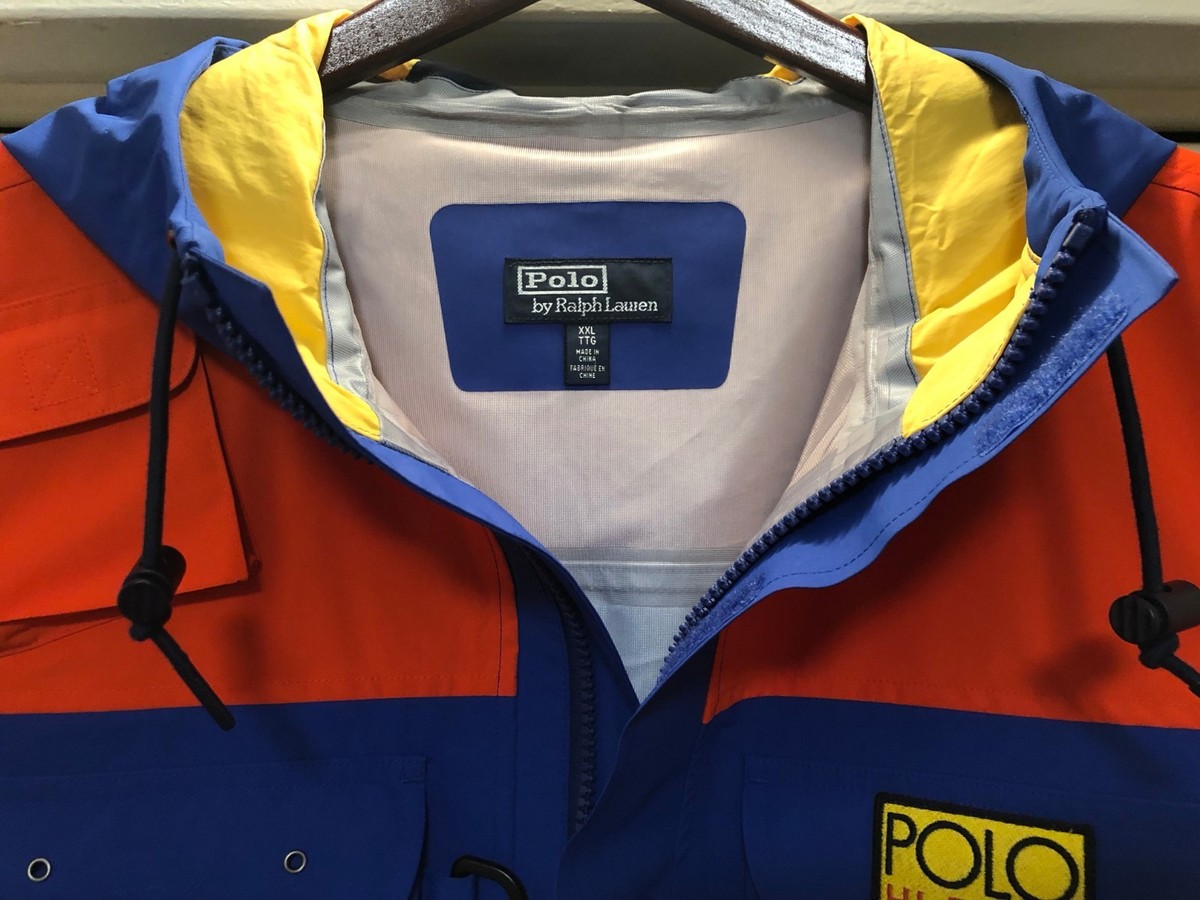 XXL POLO RALPH LAUREN ORANGE BLUE HI TECH ZIPPER POCKET