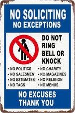 No Soliciting Sign for House Funny Front Door Tin Metal Signs 8x12 Do Not Knock