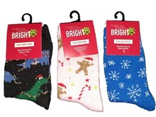 Christmas Crew Socks Kids Sock Sz 6-8 3 Pairs Holiday Snow Gingerbread Dino NEW