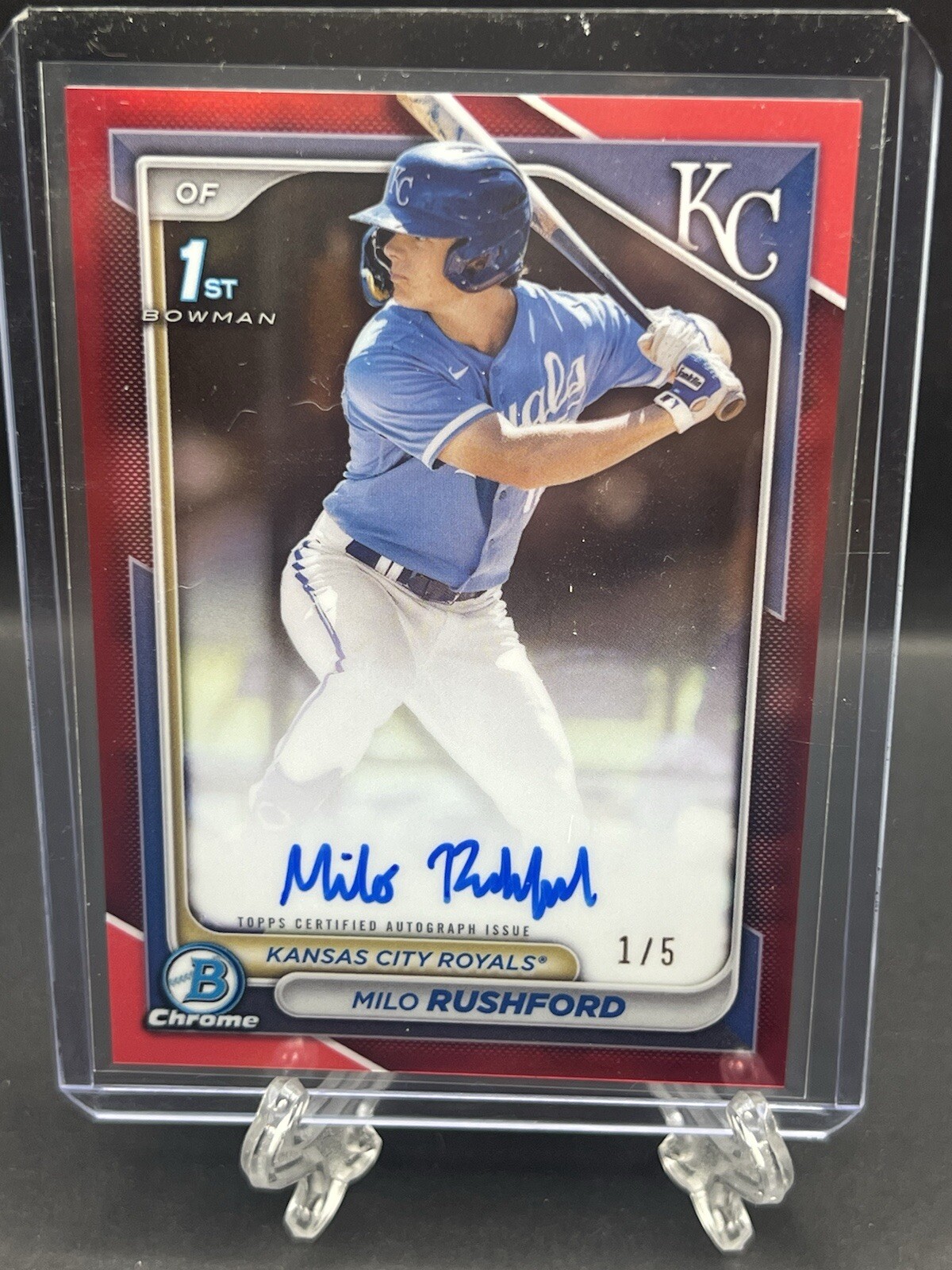 2024 Bowman Chrome Milo Rushford Red Refractor 1st Auto 1/5 First Print