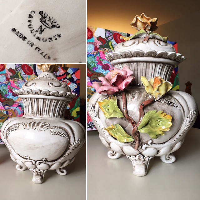 SIGNED CAPODIMONTE MADE In ITALY 🇮🇹 LARGE FLORAL VASE w TOP BAROQUE ARTWORK eBay