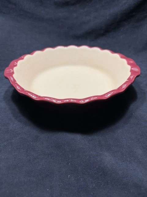 Pampered Chef Family Heritage Stoneware Deep Dish Pie Plate Cranberry 9"x 1.5"