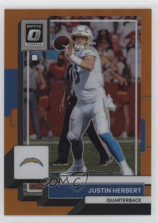 2022 Panini Donruss Optic Orange Prizm 63/199 Justin Herbert #108 9b3