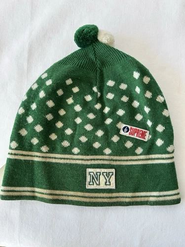 Bonnet thermique vintage années 90 Supreme laine mérinos vert émeraude