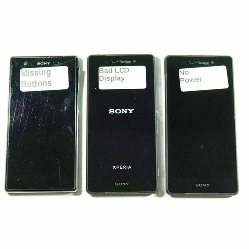 Lote de recuperación de chatarra dorada plateada Sony Xperia Z1S (Verizon) teléfono inteligente negro, 32 GB Foto 2 de 2