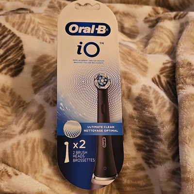 Oral-B iO Ultimate Clean Brush Heads Black 2 Pack Compatible with Oral-B iO