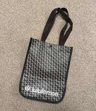 lululemon Reusable Tote Bag Black Woven Pattern 